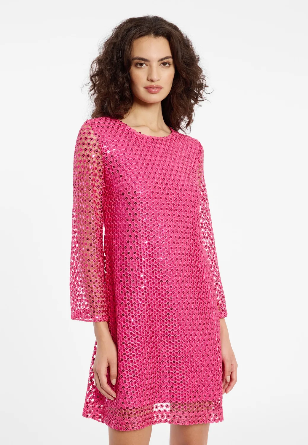 Ana Alcazar Zadaba abito tunica pizzo fucsia