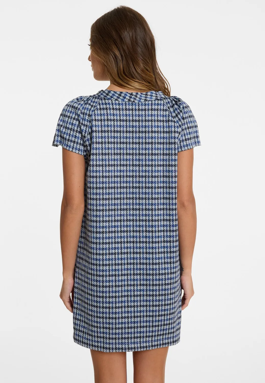 Ana Alcazar Asena mini abito pied-de-poule blu fiocco