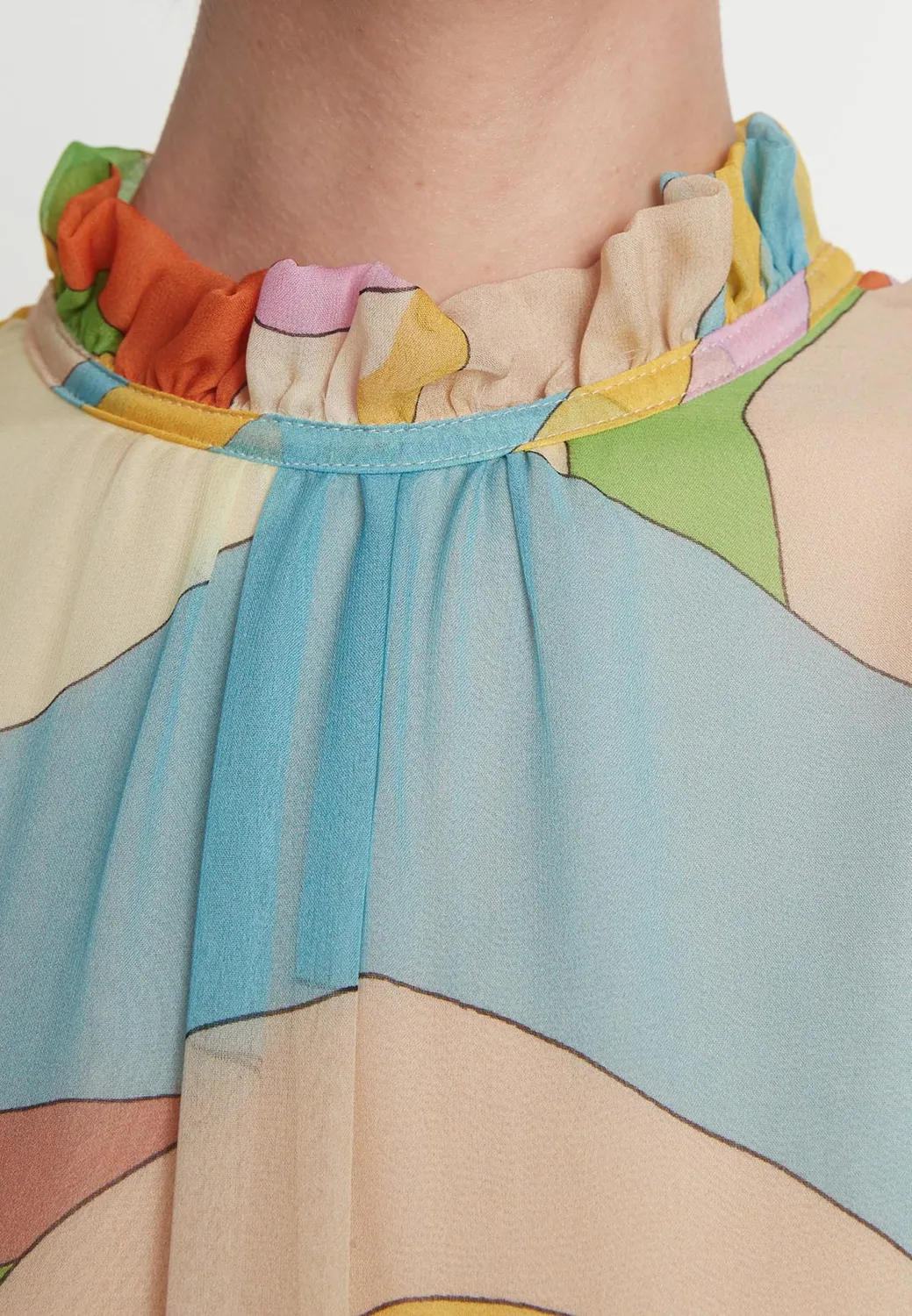 Ana Alcazar Pavila abito chiffon fantasia senza maniche