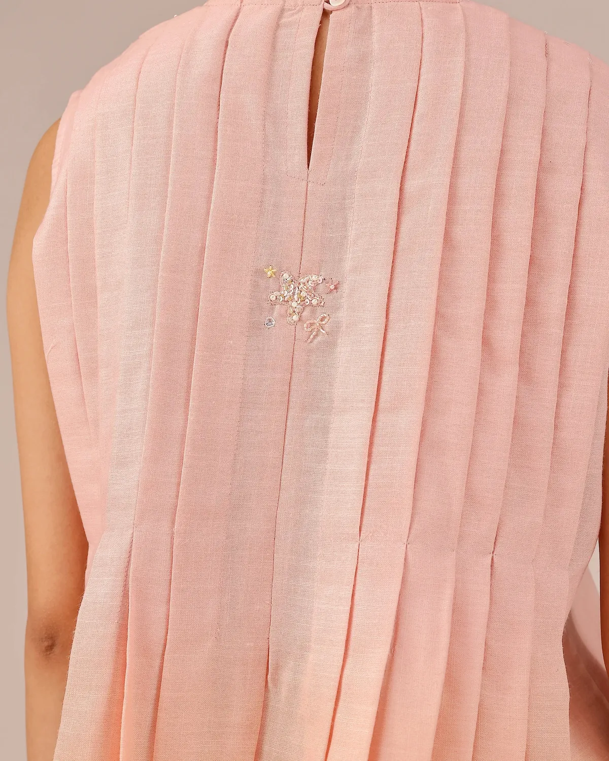 Our Dve Berry Breeze top rosa smanicato lino peplo