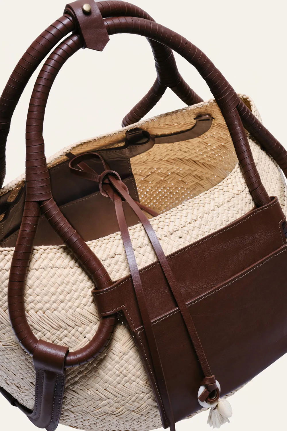 Johanna Ortiz Add Some Power borsa tote ecru paglia