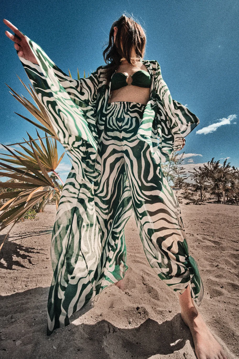 Johanna Ortiz Amazon kimono copricostume verde