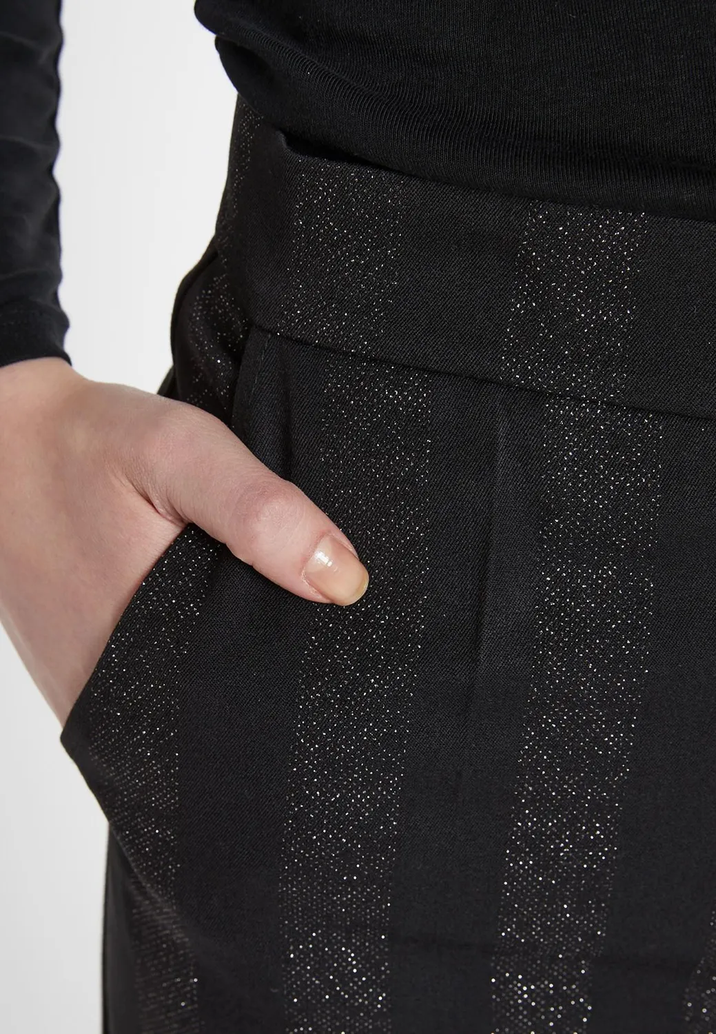 Ana Alcazar Samsa pantaloni larghi neri riga lurex