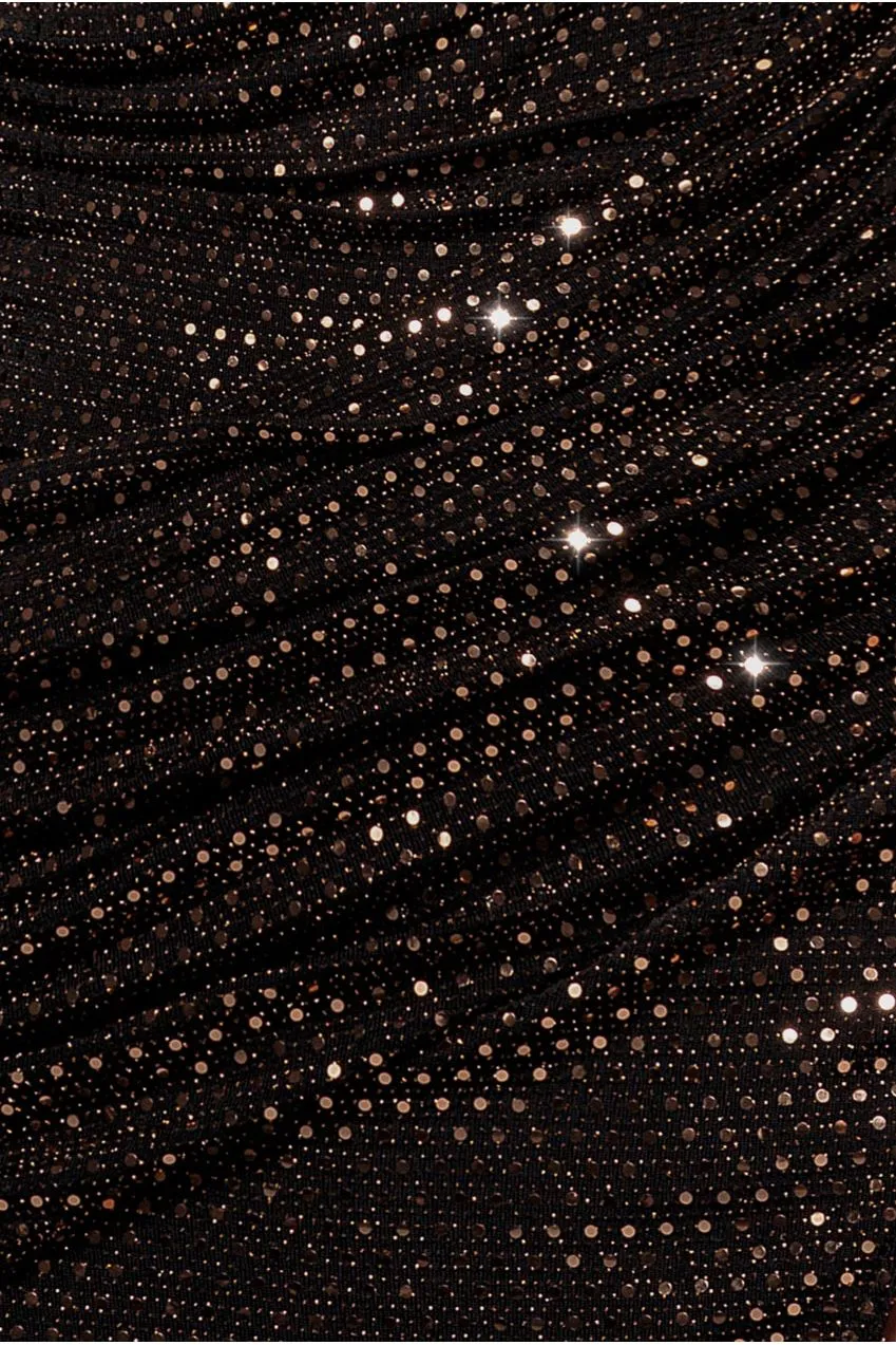 Goddiva Cowl Neck Sequin abito maxi oro rosa 12 paillettes