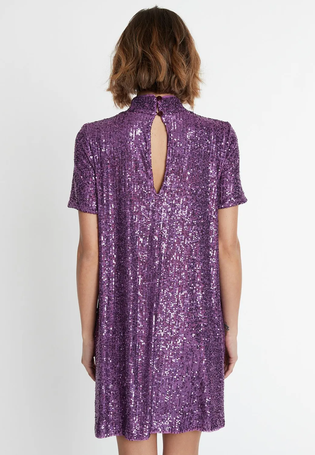 Ana Alcazar Salena abito paillettes viola