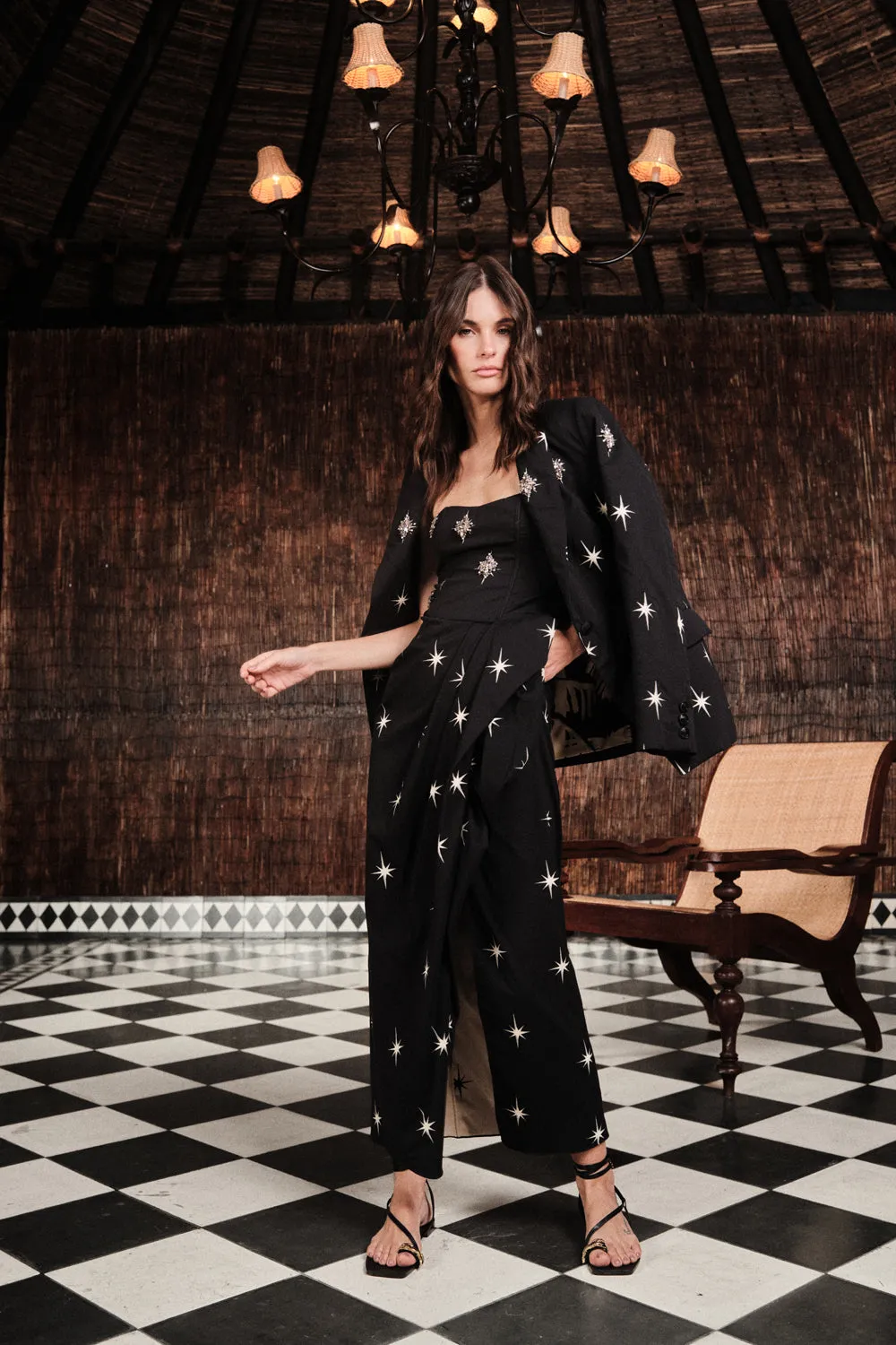 Johanna Ortiz Tranquility giacca nera jacquard cotone