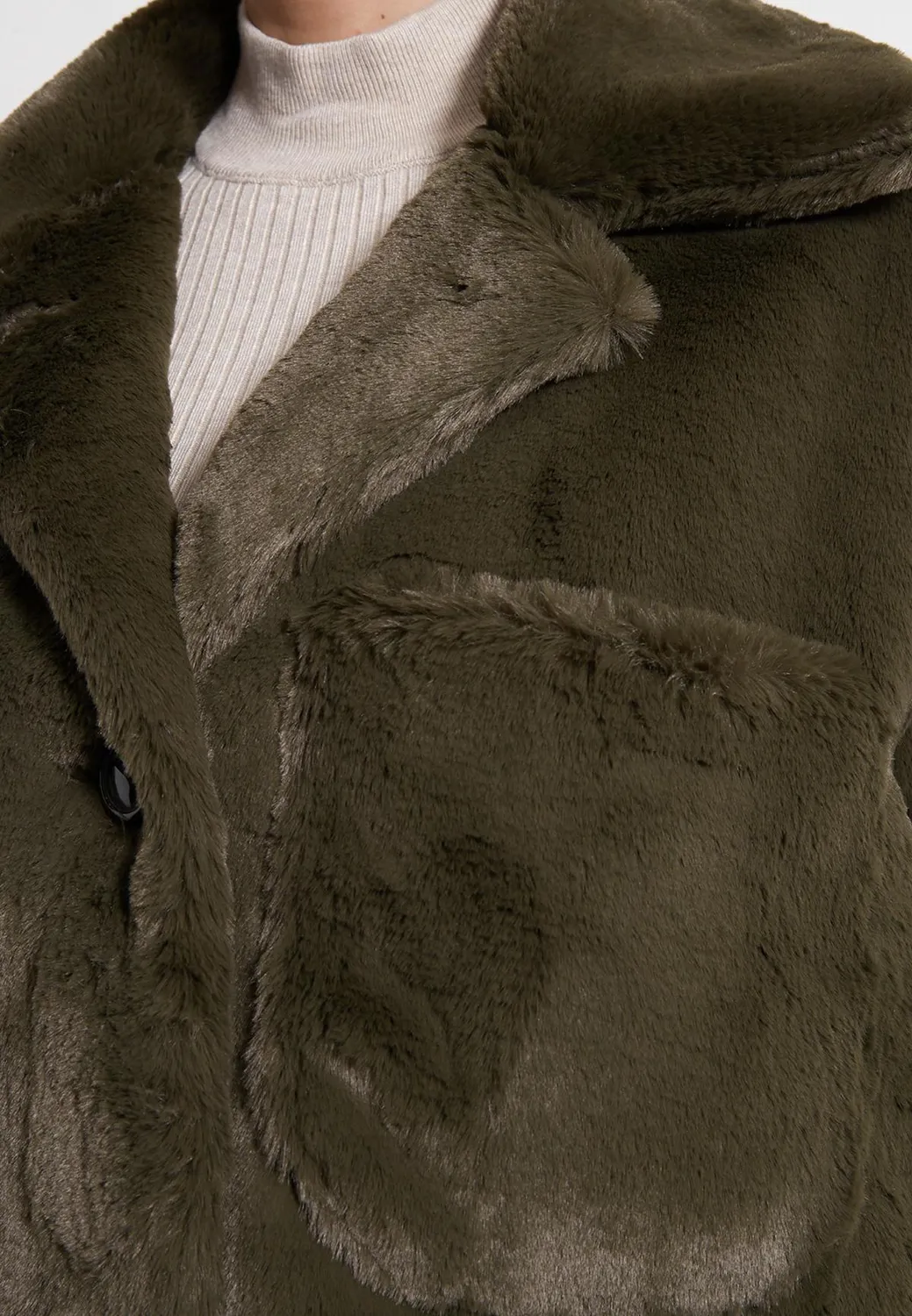 Ana Alcazar Habesa cappotto pelliccia ecologica kaki