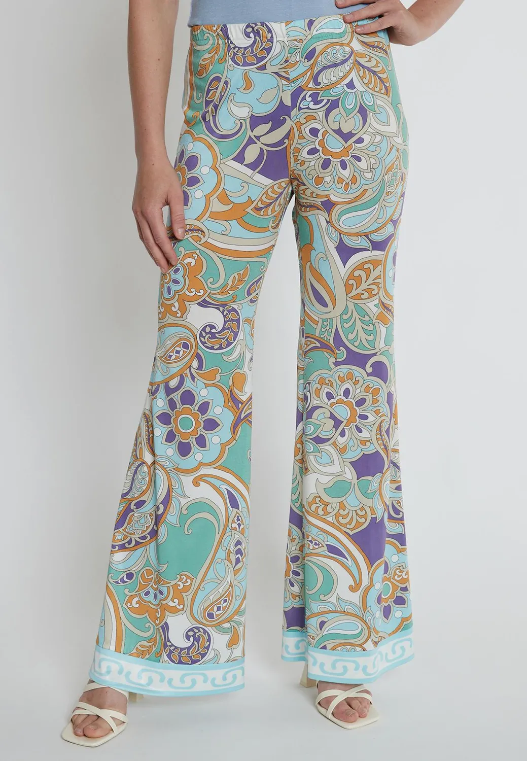 Ana Alcazar Kisby pantaloni zampa jersey paisley