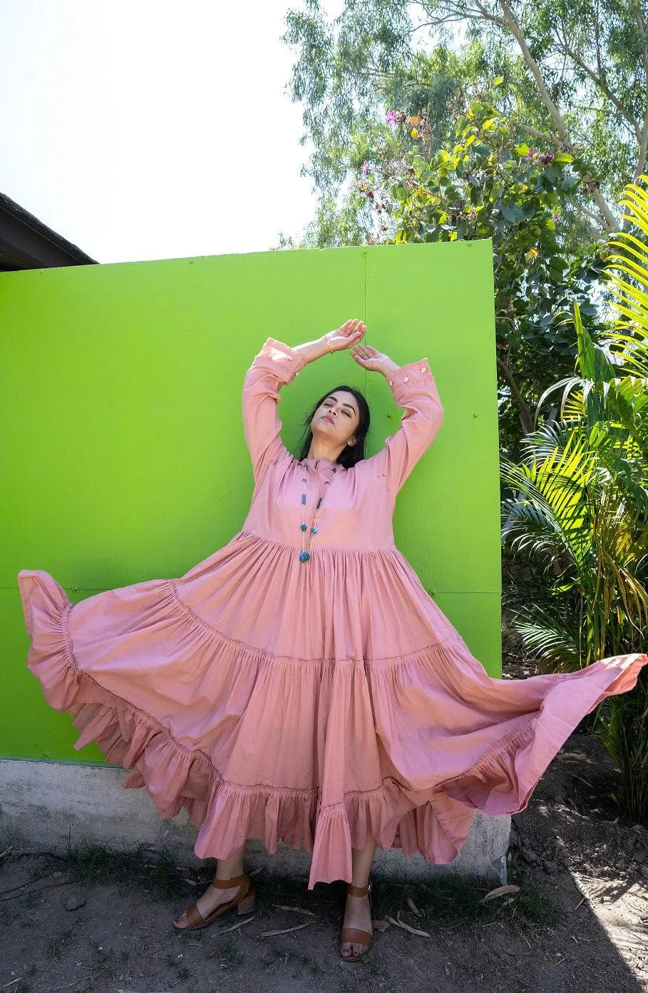 Our Dve Eternal Adole abito maxi rosa S cotone