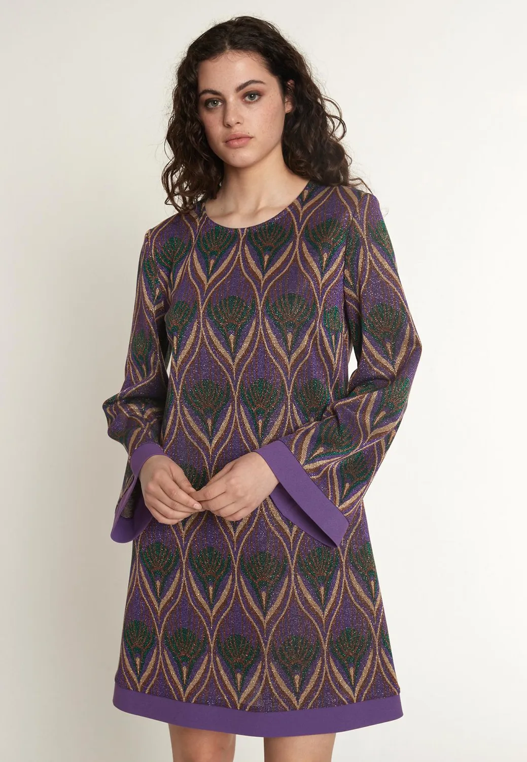 Ana Alcazar Otana Abito Corto Lurex Viola Retro