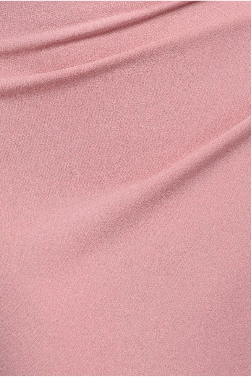 Goddiva One Shoulder abito maxi rosa cipria scuba monospalla