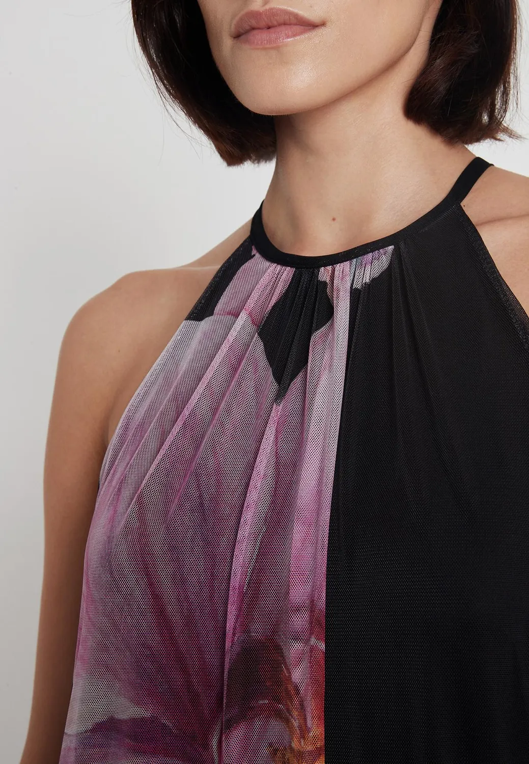 Ana Alcazar Pegala abito lungo orchidee halter