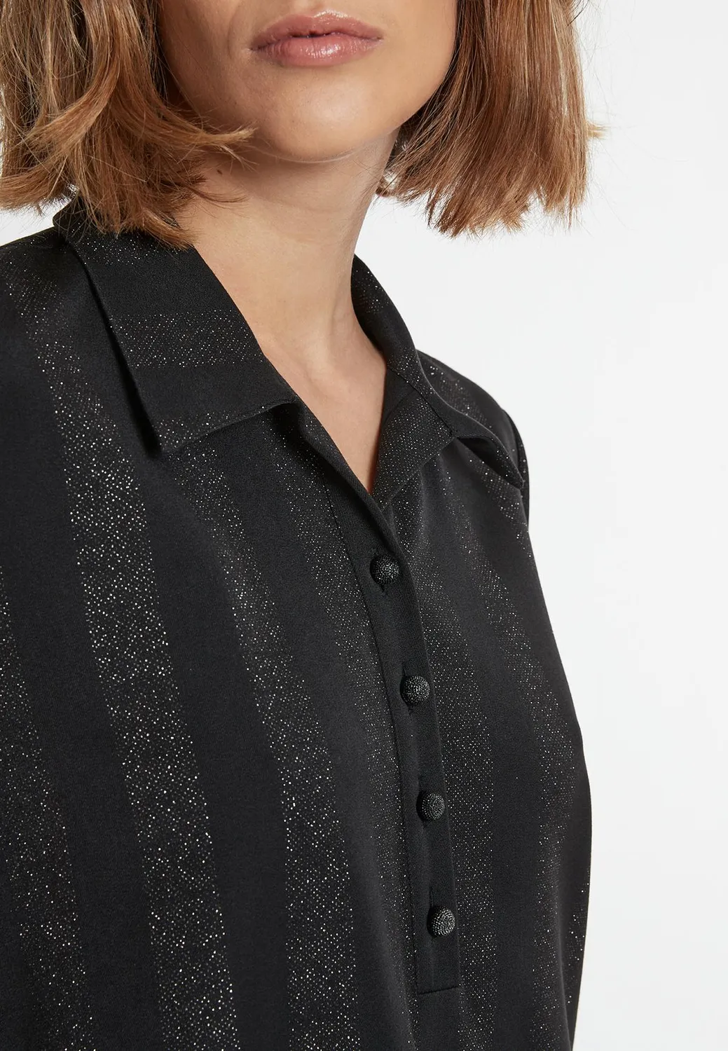 Ana Alcazar Samina abito camicia nero lurex