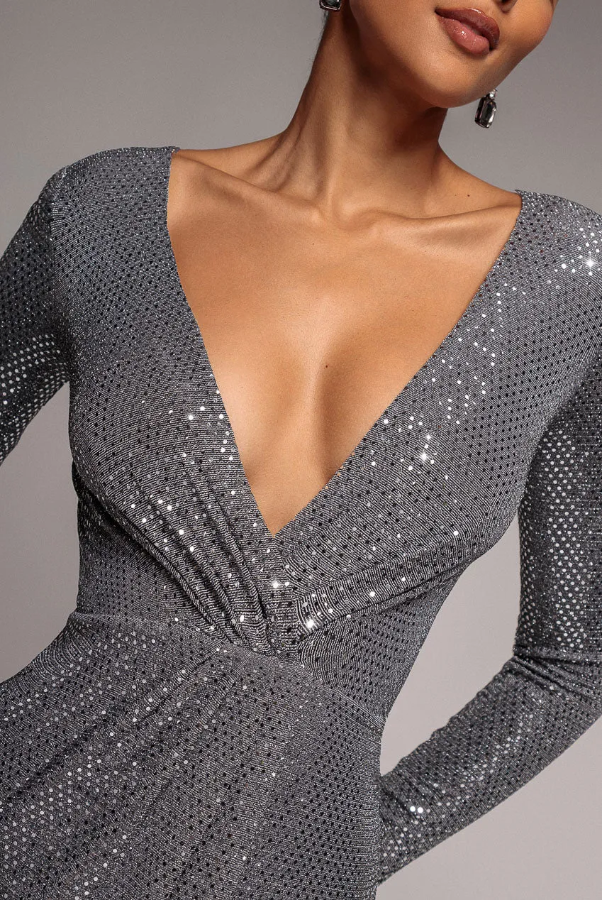 Goddiva Sequined Lurex abito midi argento 14 lurex