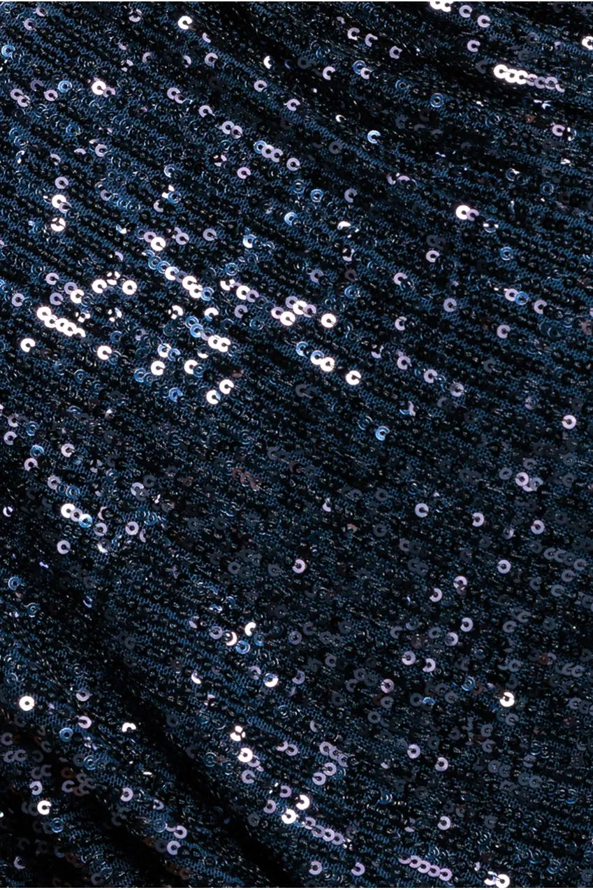 Goddiva Sequin Cowl DR3321 abito midi blu navy