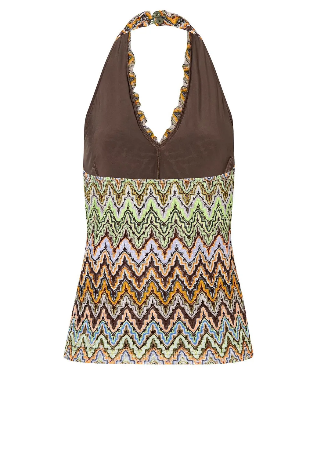 Ana Alcazar Paelie top halter maglia lime rosa collo alto