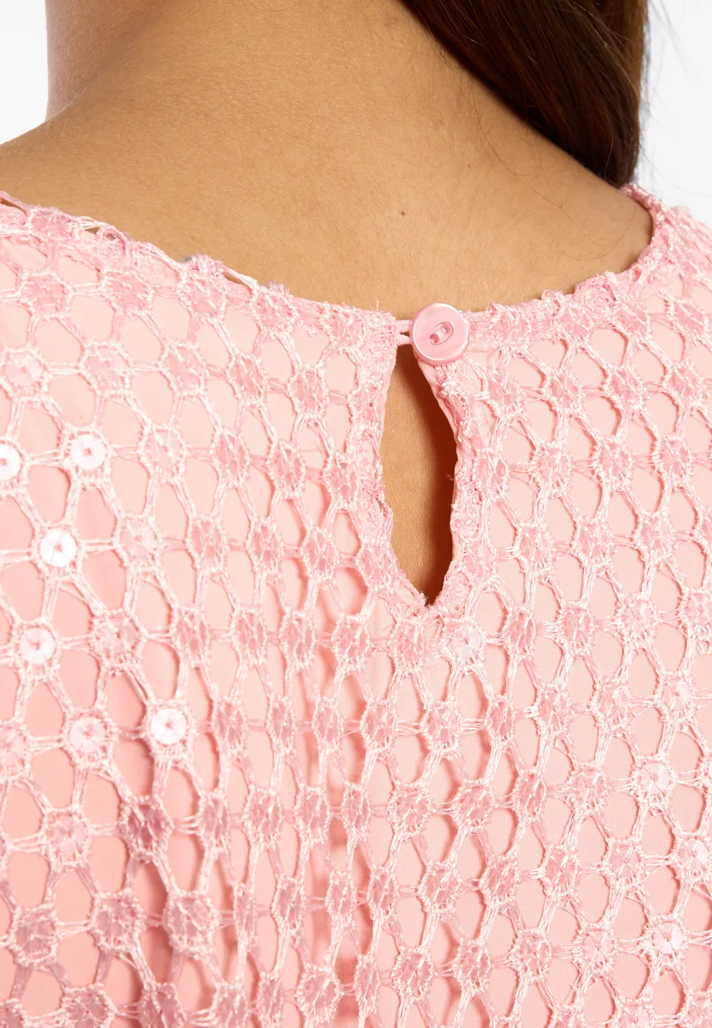 Ana Alcazar Dalva abito corto pizzo rosa