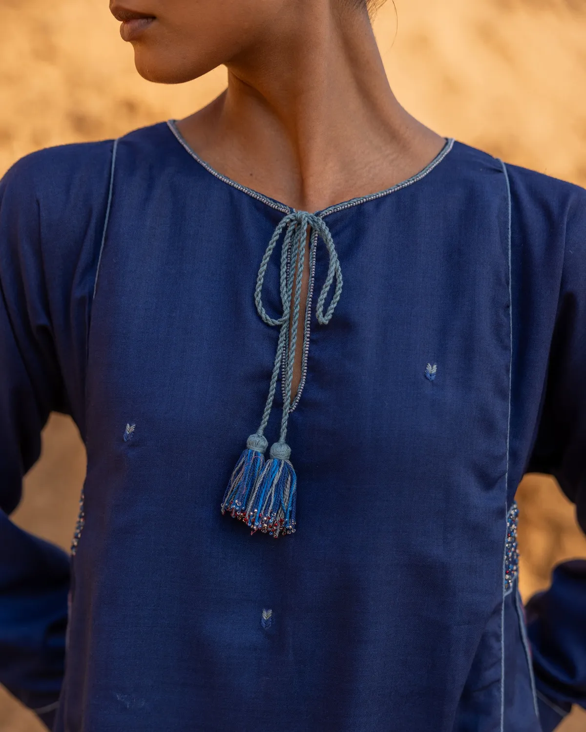 Our Dve Oraan Dress abito blu indaco seta