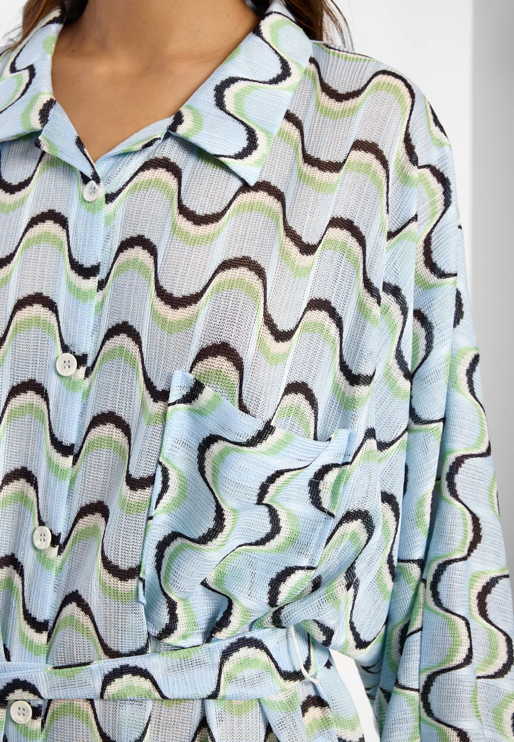 Ana Alcazar Dinis abito camicia corto azzurro onda