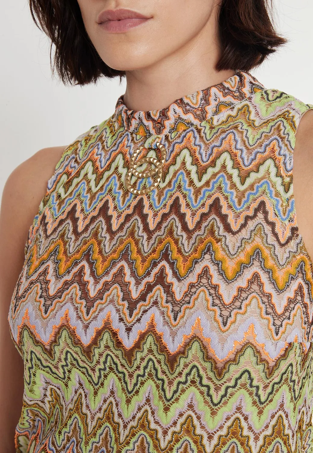 Ana Alcazar Posyma top maglia collo alto fantasia