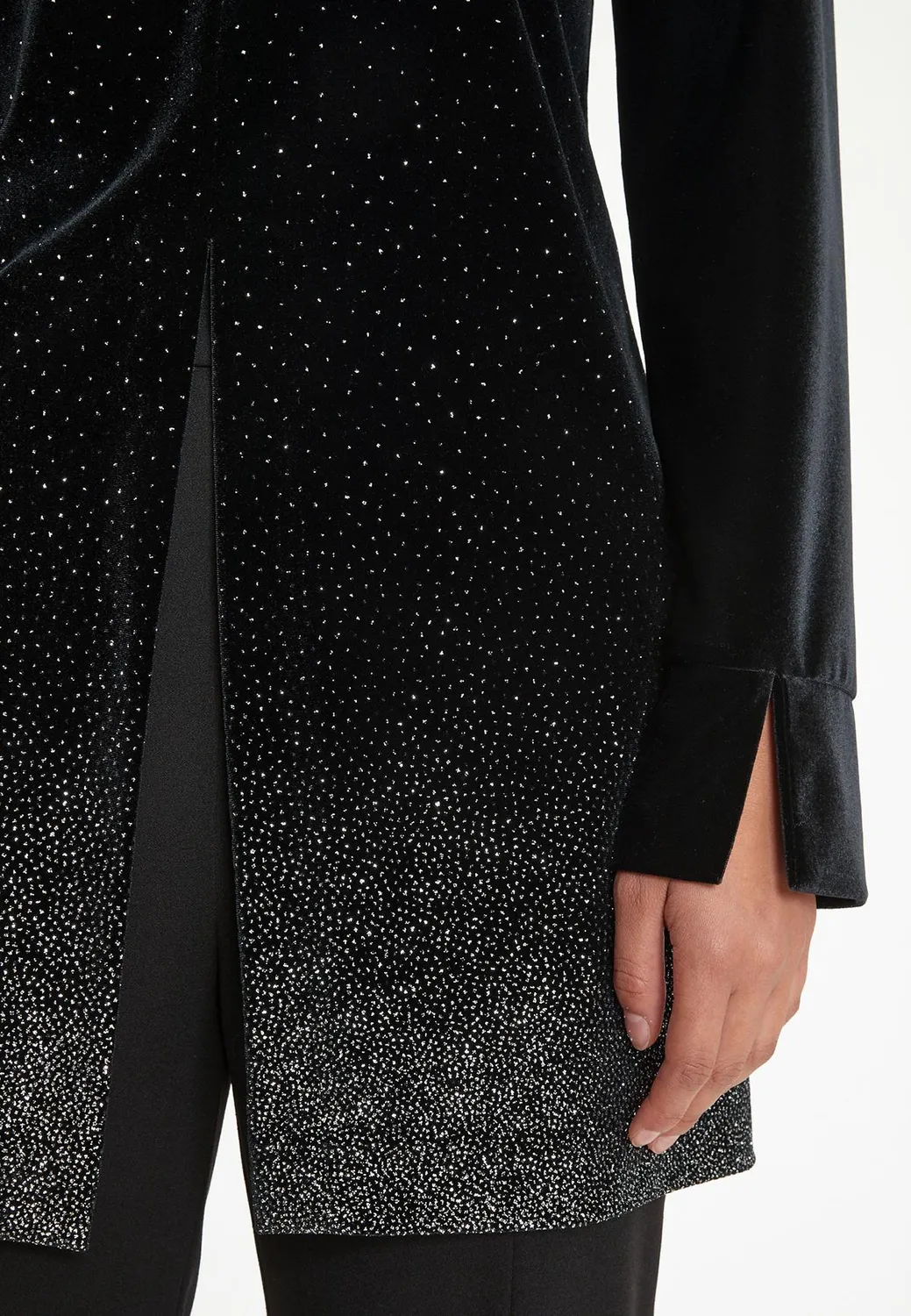 Ana Alcazar Tahana top velluto nero glitter