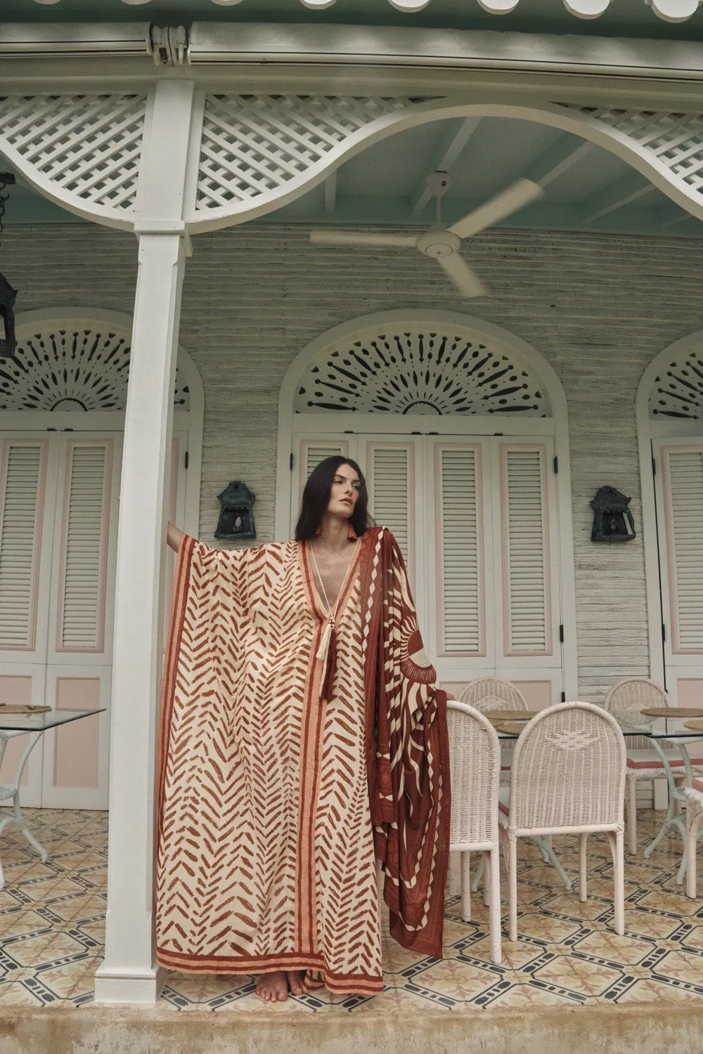 Johanna Ortiz Secret Sun Tunica midi cotone scollo V