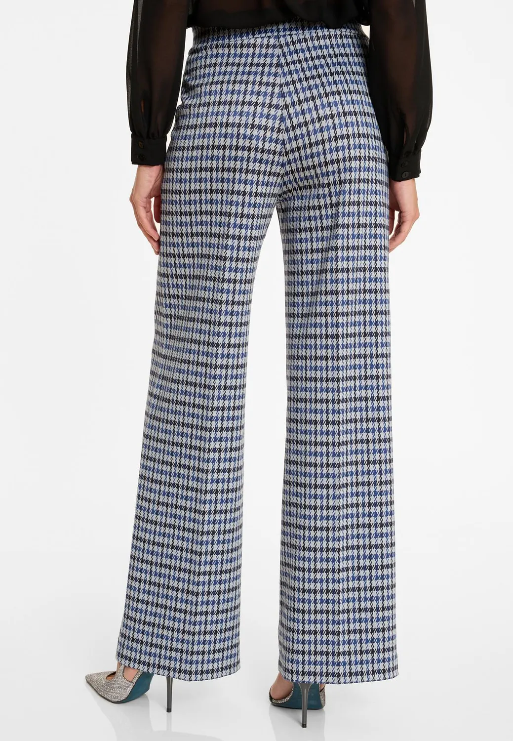 Ana Alcazar Astina pantaloni larghi pied-de-poule blu
