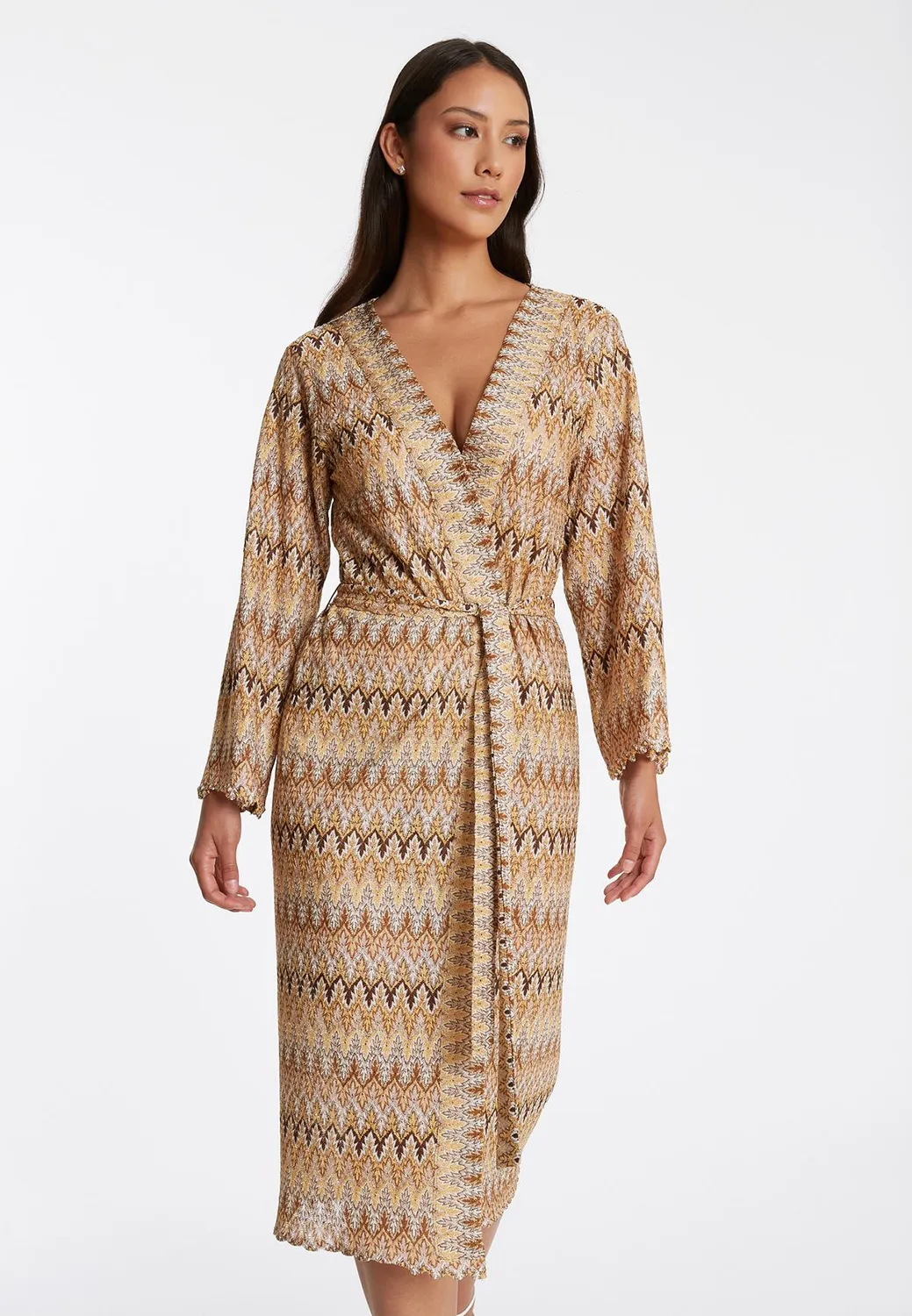 Ana Alcazar Pagoli kimono leggero marrone zigzag