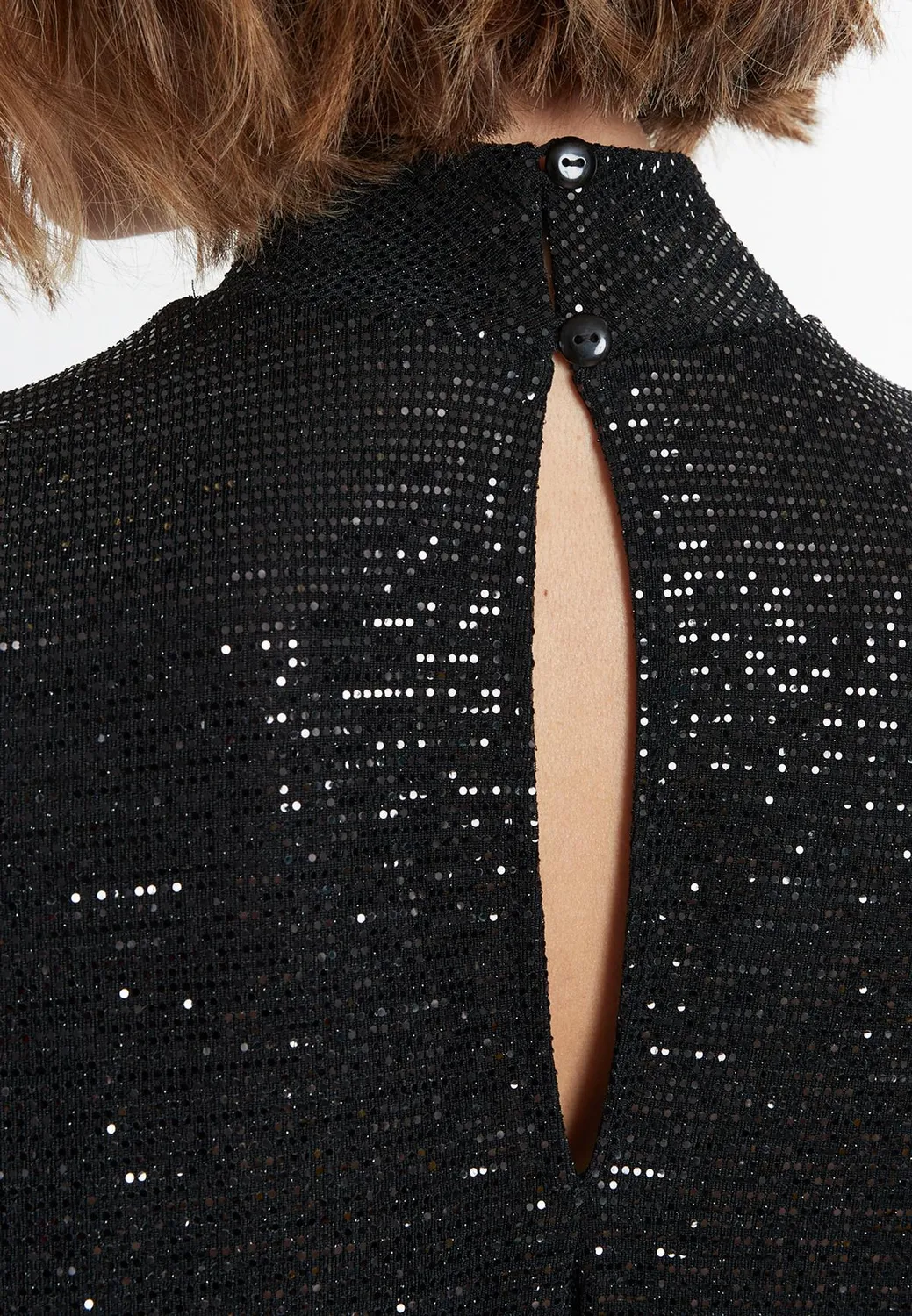 Ana Alcazar Sagea mini abito nero paillettes