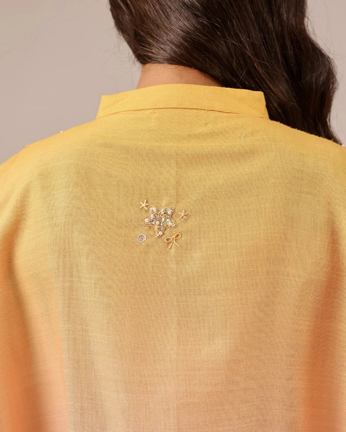Our Dve Palm Whisper tunica lino sfumato giallo rosa