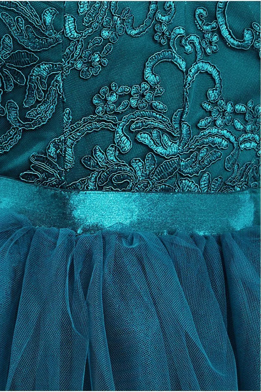 Goddiva DR3061 High Low tulle abito smeraldo 12