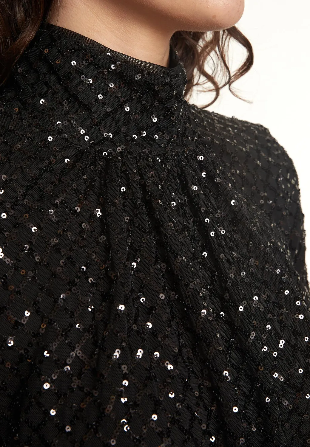 Ana Alcazar Odisa tuta jumpsuit nera paillettes sera