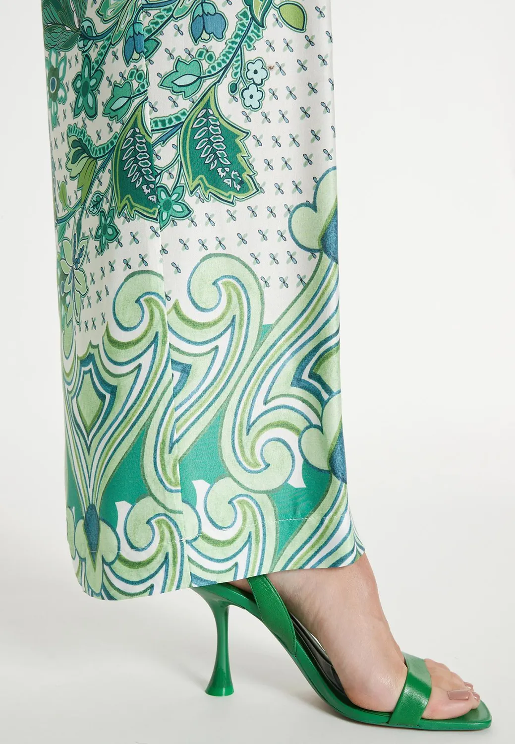 Ana Alcazar Lasiha pantaloni palazzo verde foglie