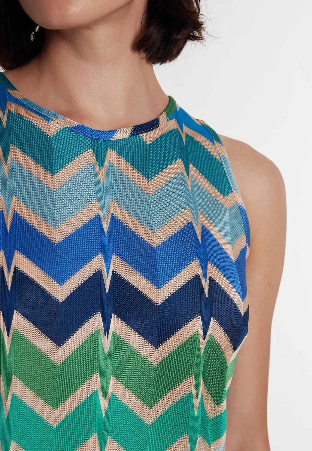 Ana Alcazar Poccy top lungo smanicato zigzag blu