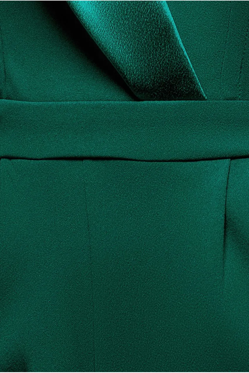 Goddiva Tuta Scuba Verde Smeraldo Collo Satin