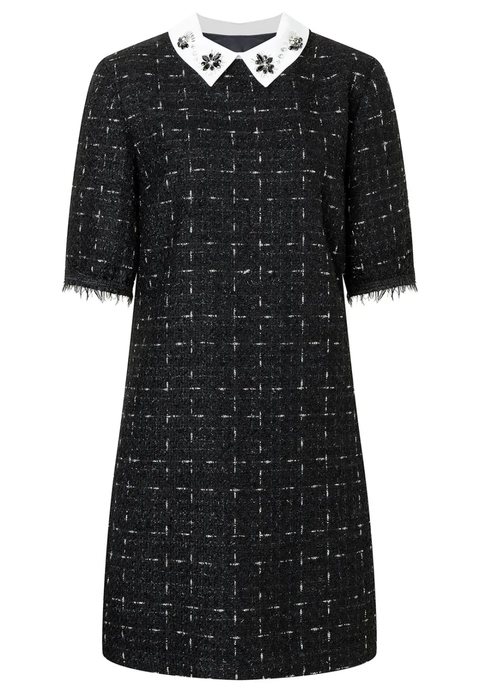 Ana Alcazar Sadora vestito bouclé nero corto