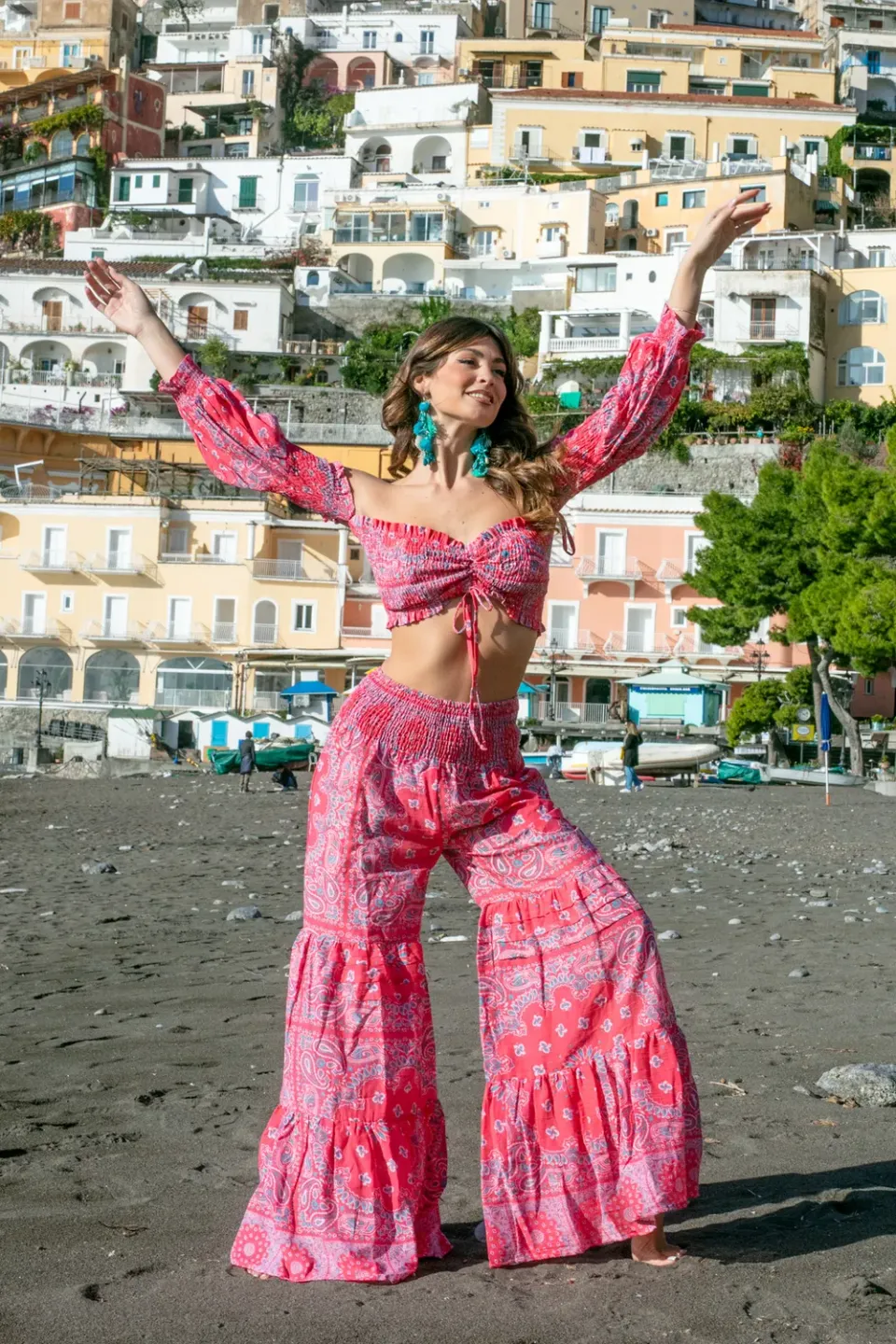Antica Sartoria Everywhere FV032 completo top pantaloni rosa