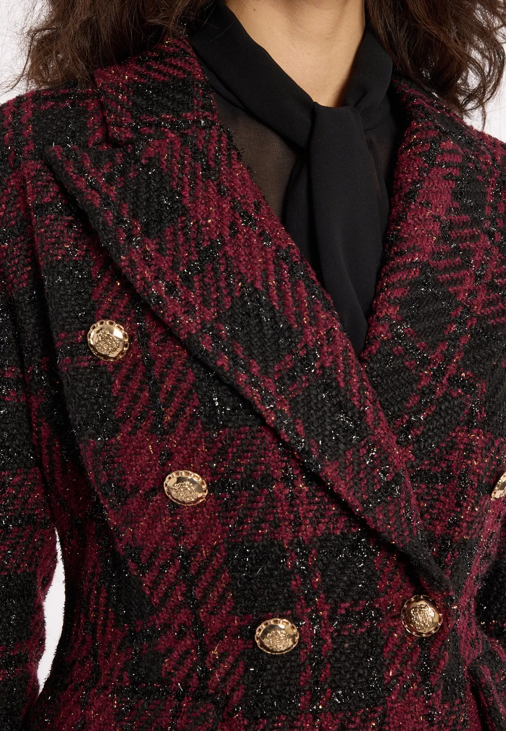 Ana Alcazar Abara blazer boucle nero bordeaux