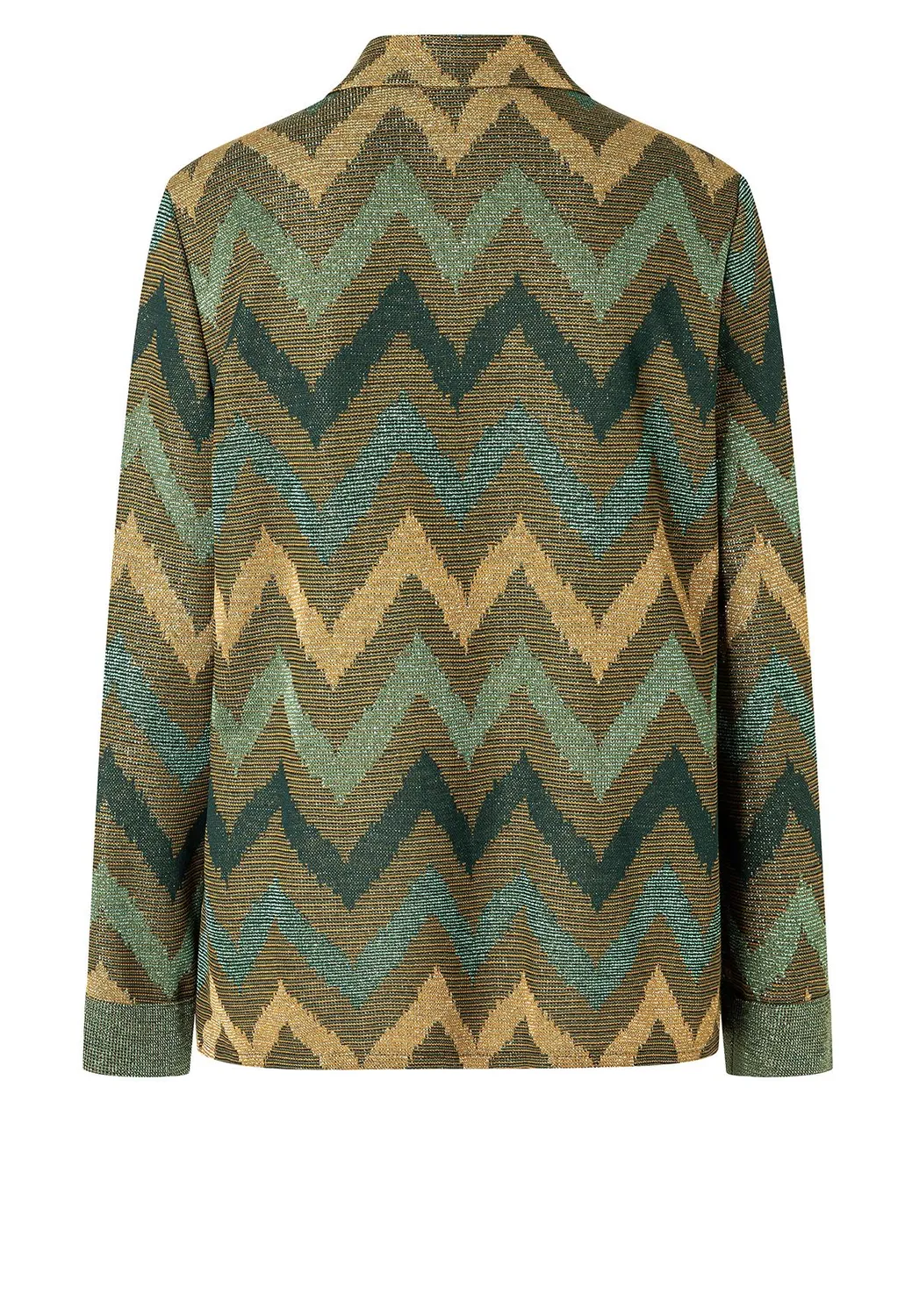 Ana Alcazar Avemi camicia lurex verde oro a zigzag