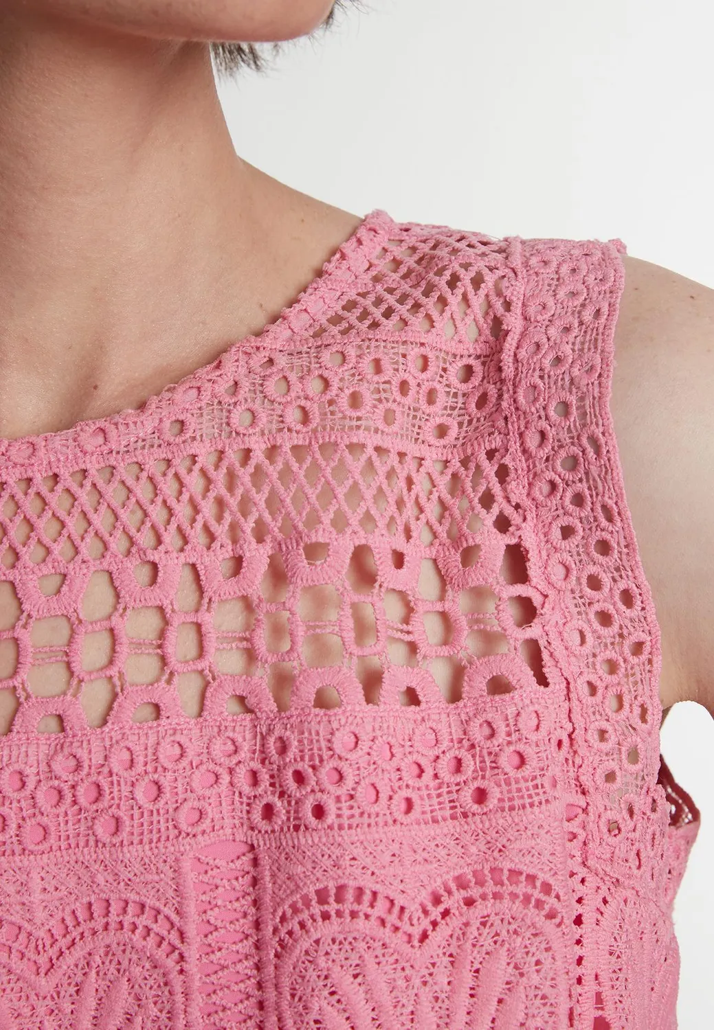 Ana Alcazar Paddy tuta lunga rosa top pizzo cuore
