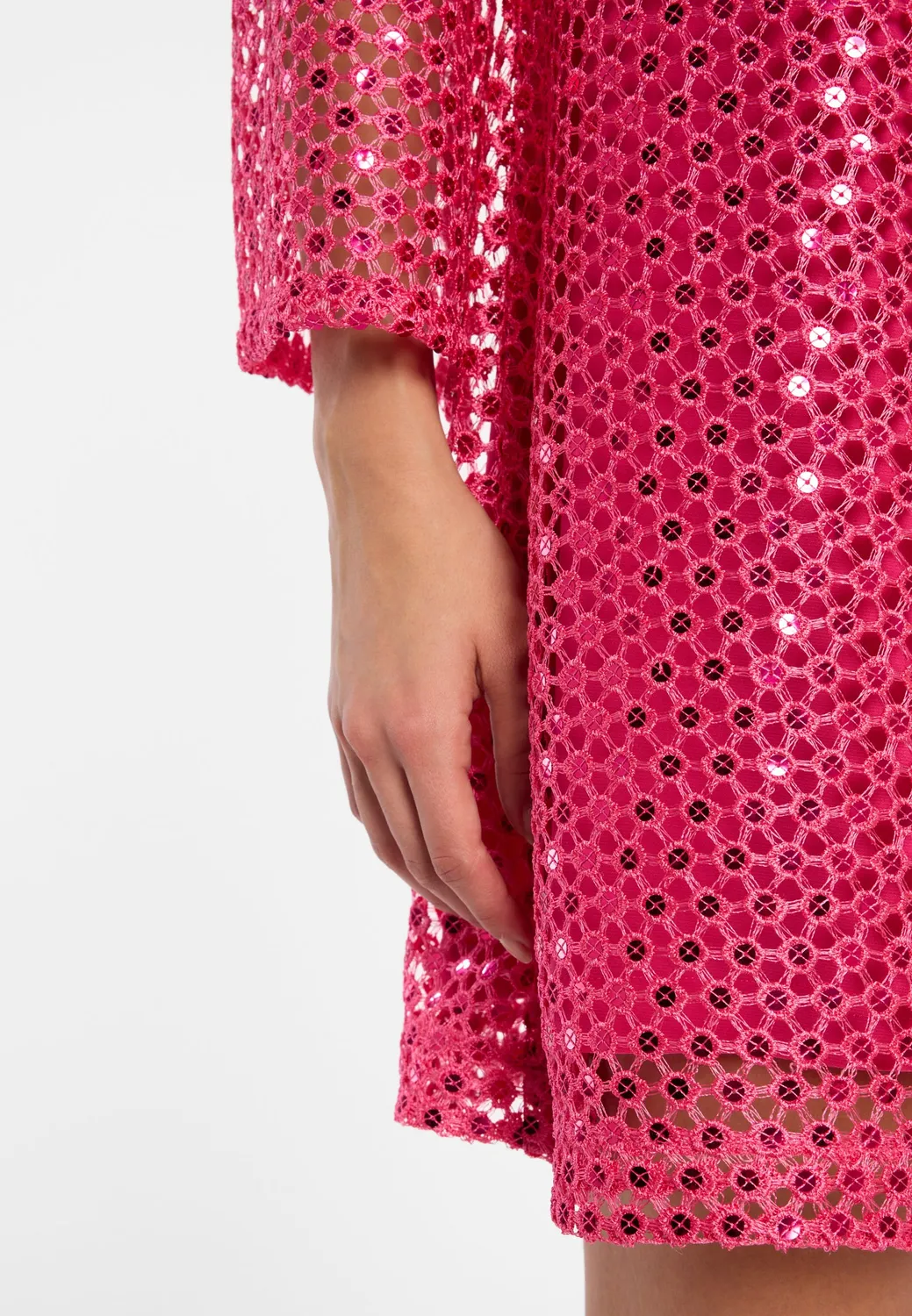 Ana Alcazar Zadaba abito tunica pizzo fucsia