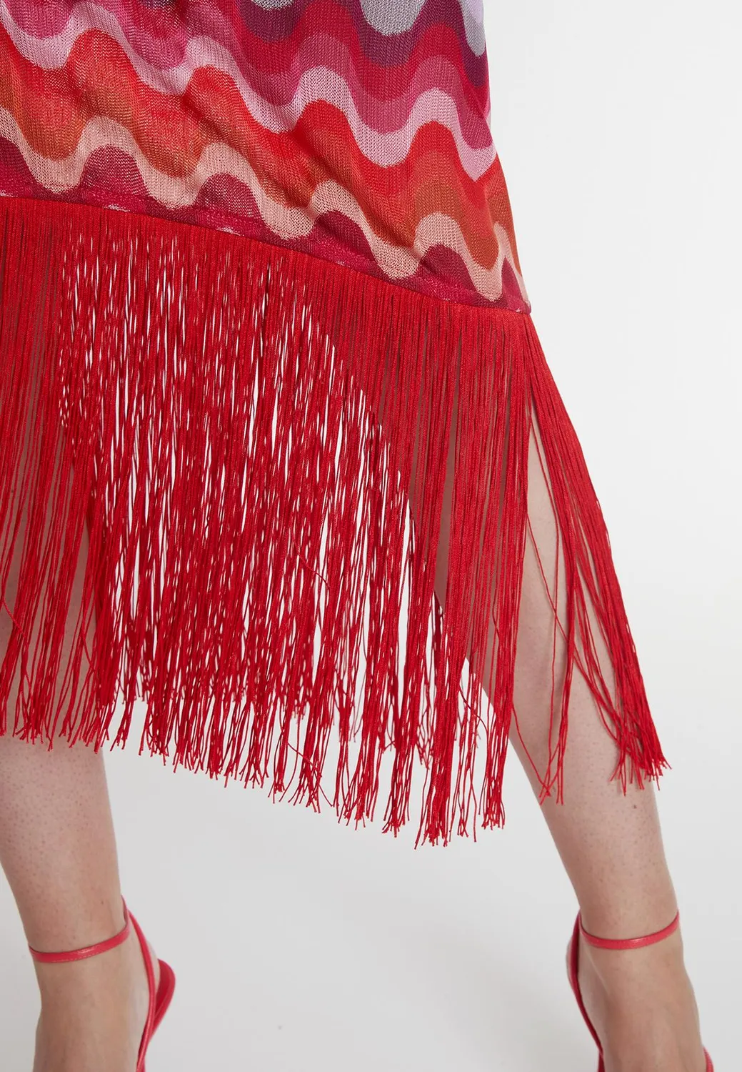 Ana Alcazar Piwane abito maglia monospalla rosso