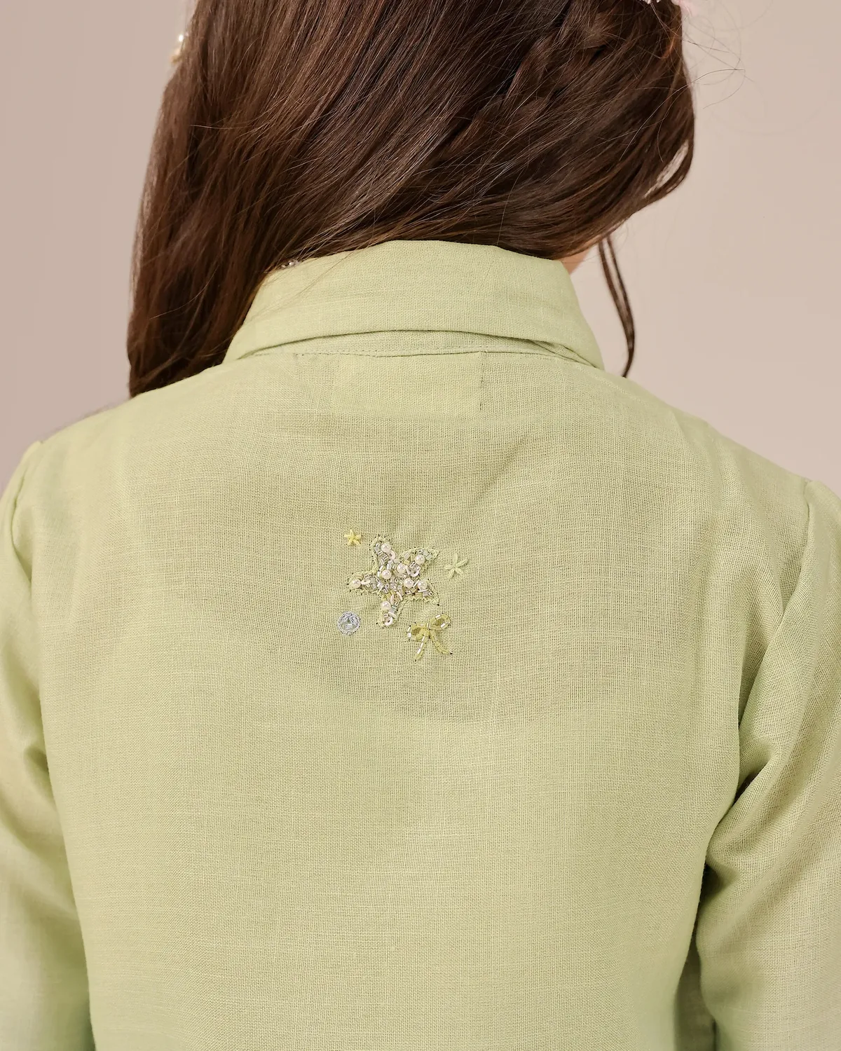 Our Dve Tropical Sorbet Seafoam abito bimba verde blu lino
