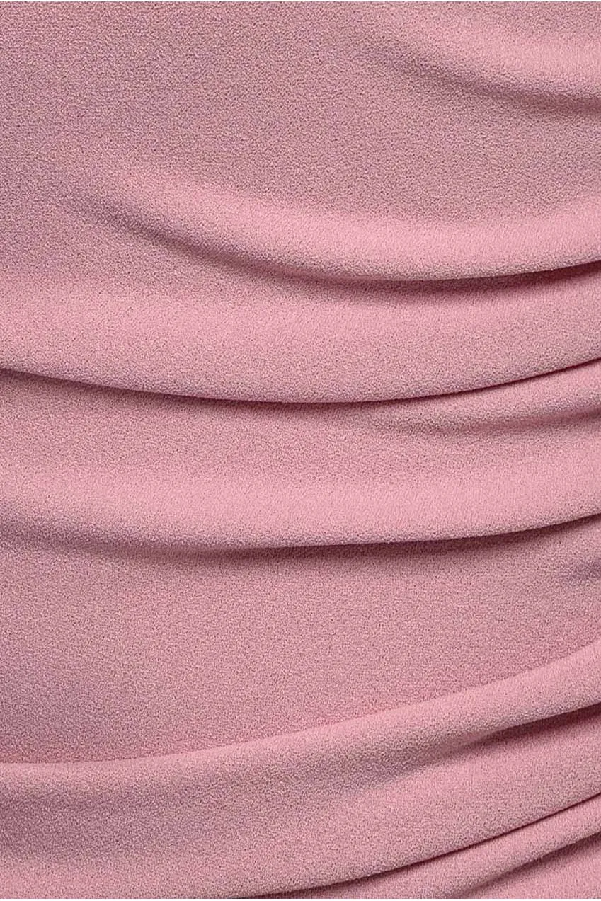 Goddiva One Shoulder abito maxi raso rosa blush sirena