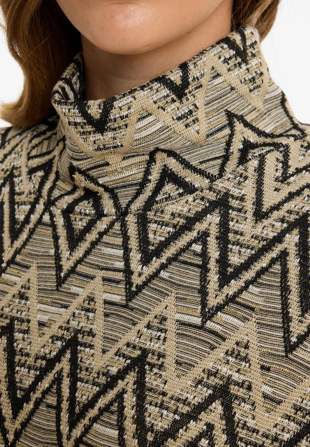 Ana Alcazar Ashea abito svasato maglia beige nero