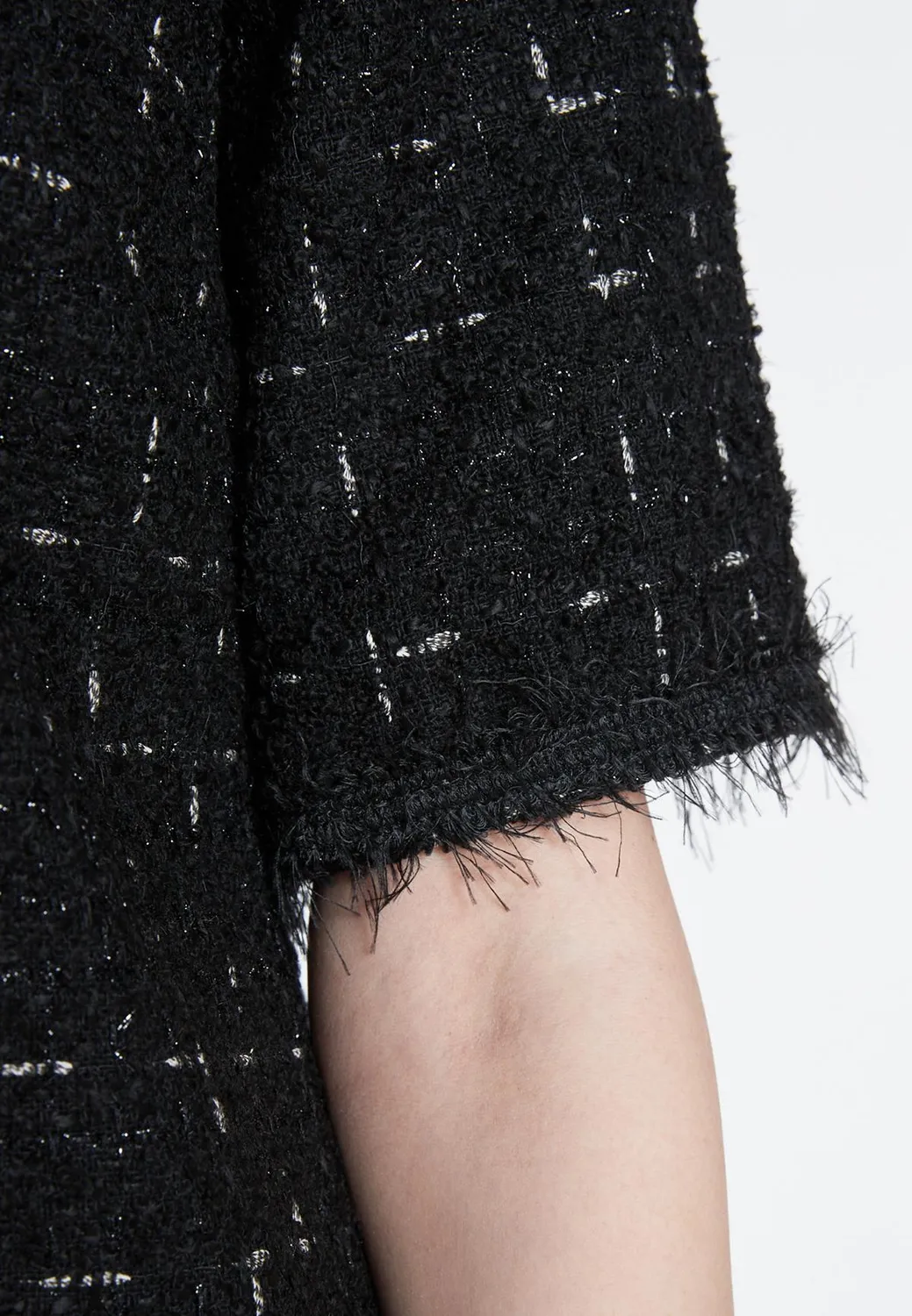 Ana Alcazar Sadora vestito bouclé nero corto