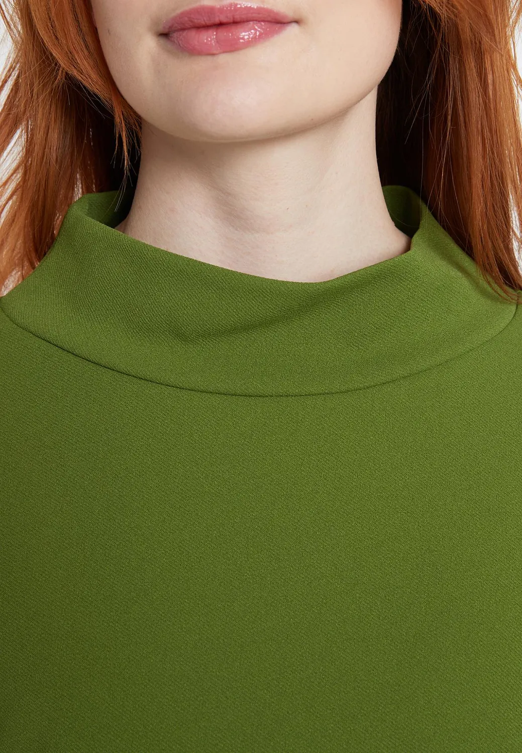 Ana Alcazar Sifora abito midi verde mela maniche lunghe
