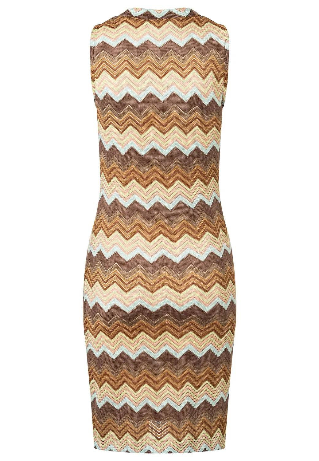 Ana Alcazar Disan abito tubino maglia beige zigzag