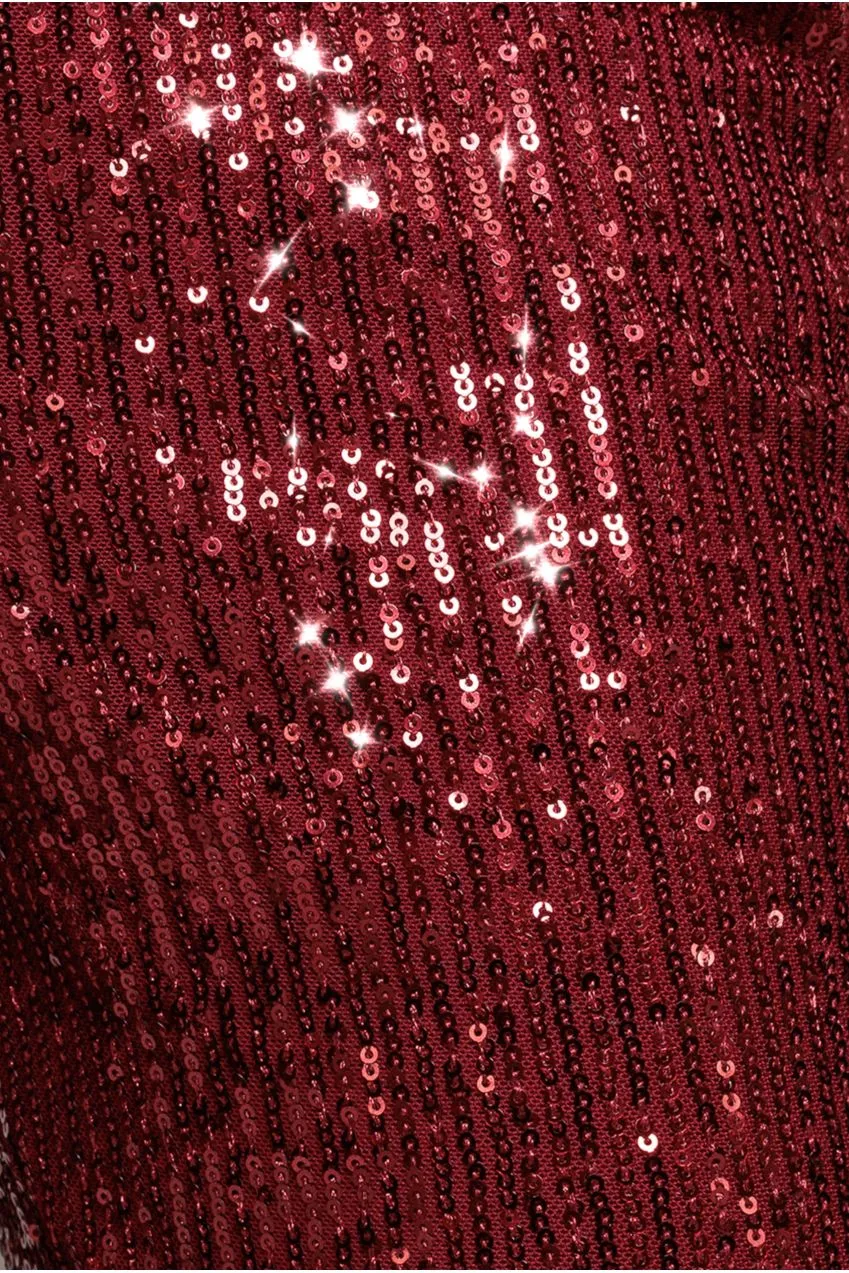 Goddiva Sequin pantaloni bordeaux paillettes caviglia