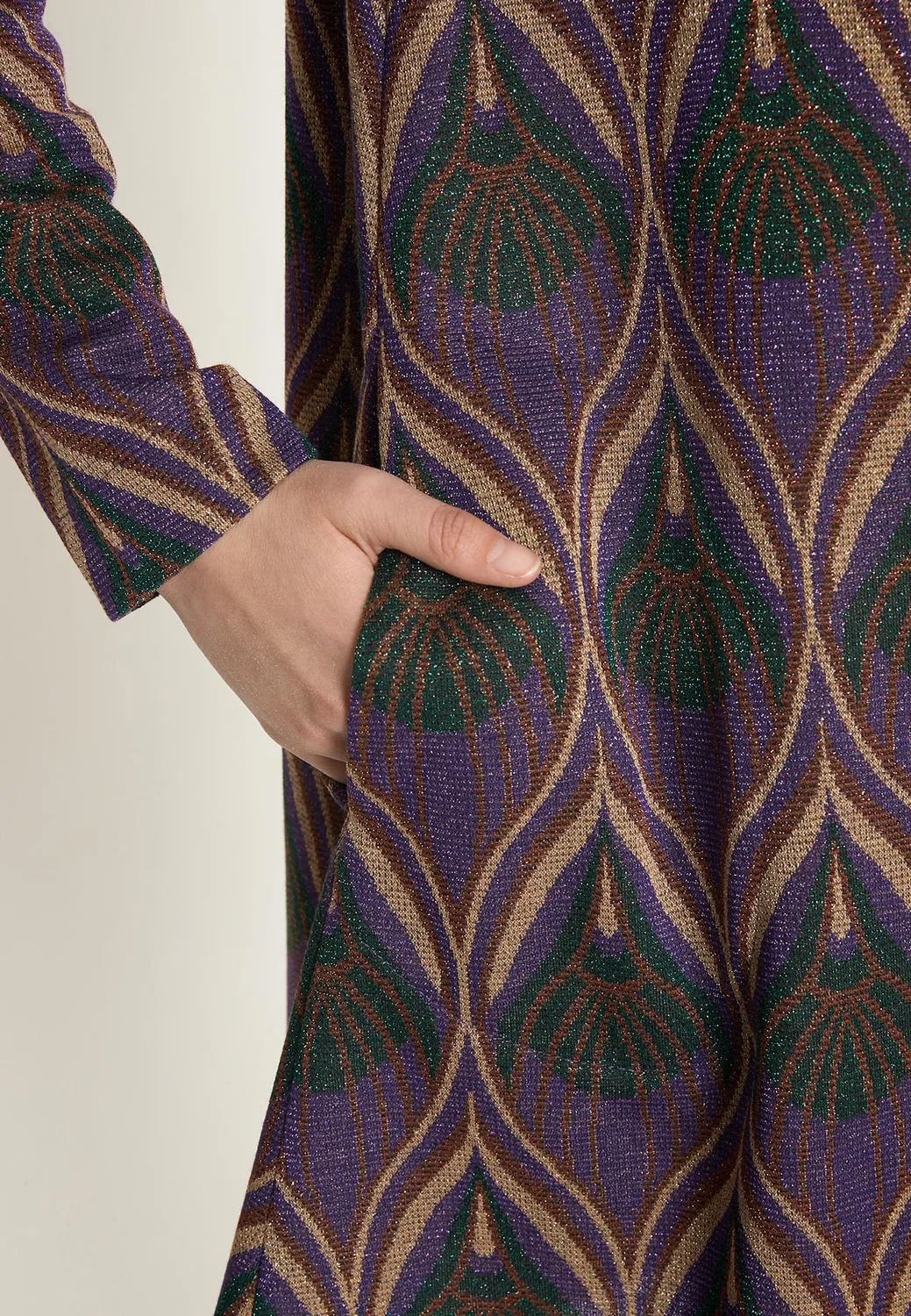 Ana Alcazar Otory abito trapezio lurex viola
